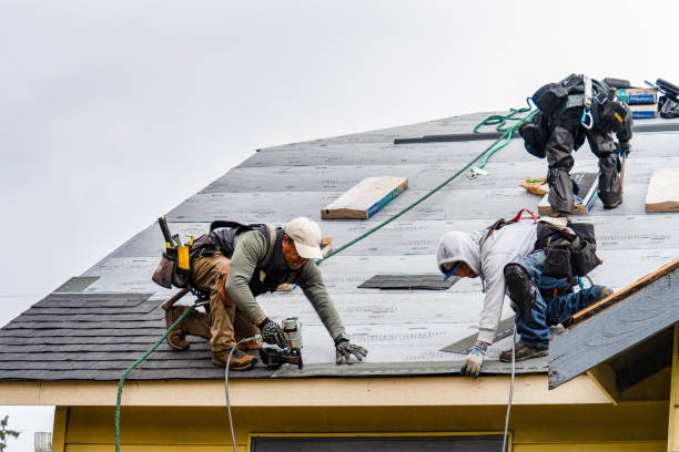 Professional Gutter Installation technician working in Stowell, TX